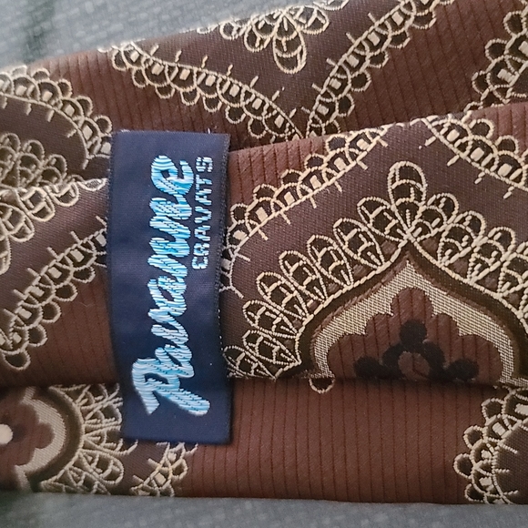 Vintage 70's MCM Retro Pavanne Mens Dress Tie Cravats Brown Polyester - Picture 6 of 11